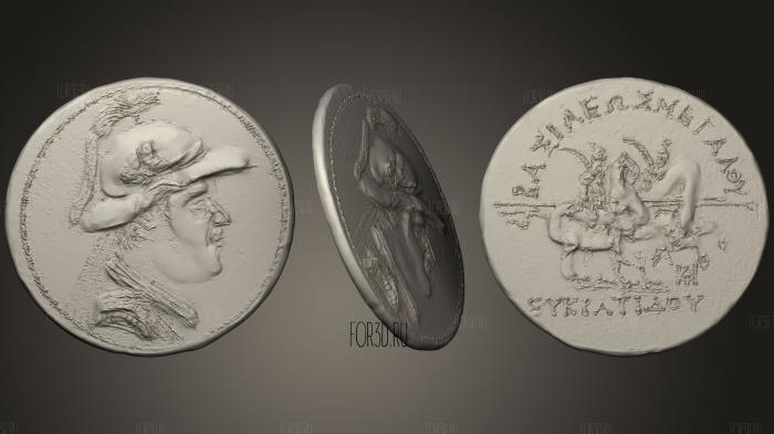 Монета царя Бактрии Эвкратида I 3d stl модель для ЧПУ